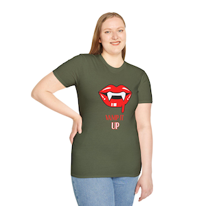 Vamp It Up T-Shirt, Halloween Tee, Vampire Mouth Apparel, Gothic Fangs Shirt, Spooky Unisex Top