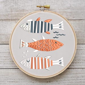 Fish Embroidery Design, Sardines Embroidery Design, Summer Embroidery Design, Fish Border Embroidery Design