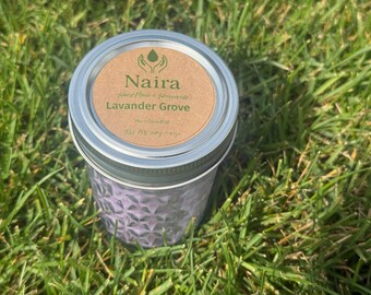 Candela di soia e cera di cocco Lavender Grove – Lavanda, vaniglia, limone, eucalipto, rosmarino – Regalo di aromaterapia calmante – 8 oz
