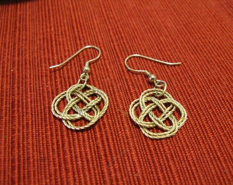 Handmade fine silver nautical knot dangle earrings-Ashley's Book of Knots