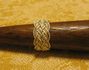 Hand-tied twisted silver and gold-filled wire Turks Head Knot ring