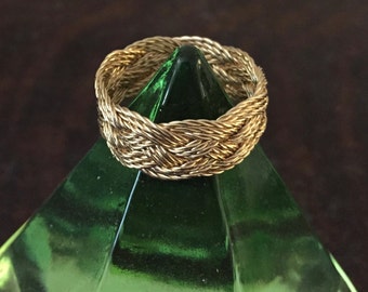 Hand-tied twisted gold-filled Turks Head Knot ring