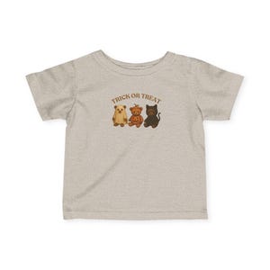 Halloween-Themed Infant Tee with Trick or Treat Design, Cute Baby Shirt, Toddler Costume Top, Halloween Outfit, Fall Baby Clothes