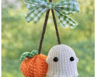 2 in 1 Bundle CROCHET PATTERN! Adorable Ghost and Pumpkin Car Charm Hanger | Fall Market Halloween Gift | Instant Download PDF