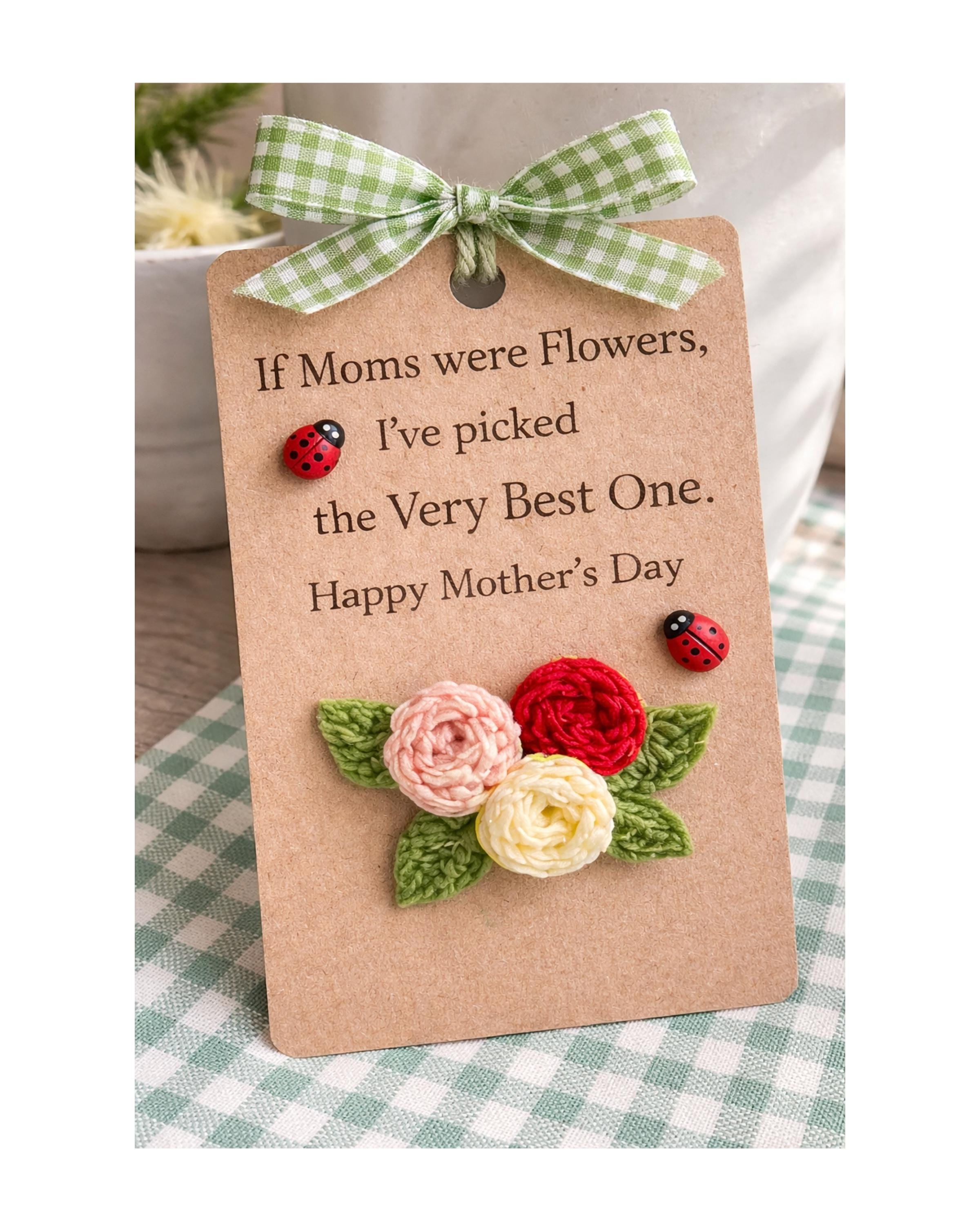 Mini Vintage Roses Brooch Pin and Pocket Poem Tag Card