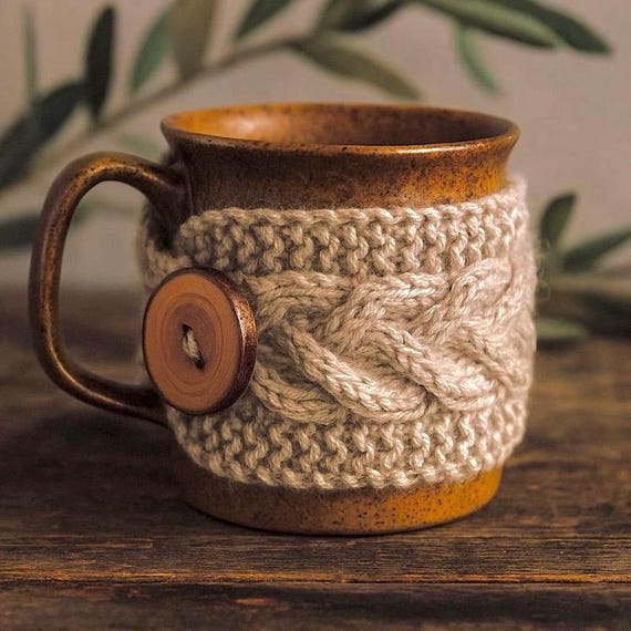 Cable Knit Coffee Mug Sweater Pattern Cute Cable Knit Red Sweater