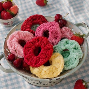 Strawberry Sorbet Smooth Velvet Hair Scrunchies CROCHET PATTERN! Perfect Gift or Market Item | Instant PDF Download