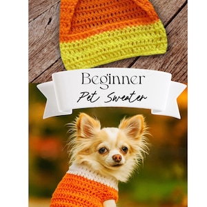 EASY BEGINNER Candy Corn Pet Sweater Cat Dog Halloween Fall Pattern| Instant Download PDF Digital | Gift
