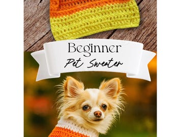 EASY BEGINNER Candy Corn Pet Sweater Cat Dog Halloween Fall Pattern| Instant Download PDF Digital | Gift