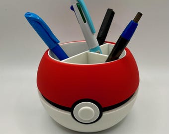 Monster Ball Holder & Plant Pot – Retro Gaming Desk Organizer with Removable Divider Insert
