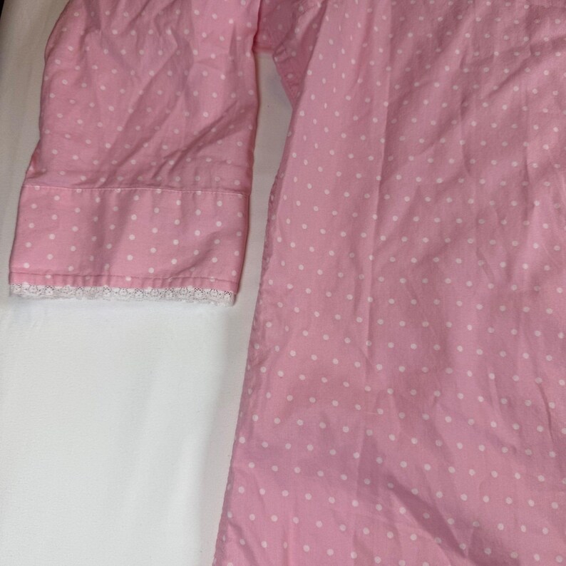 vintage Lauren Ralph Lauren chemise de nuit boutonnée rose à pois pyjama rare image 12