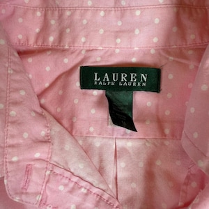 vintage Lauren Ralph Lauren chemise de nuit boutonnée rose à pois pyjama rare image 5