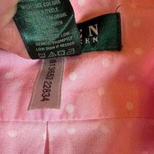 vintage Lauren Ralph Lauren chemise de nuit boutonnée rose à pois pyjama rare image 6