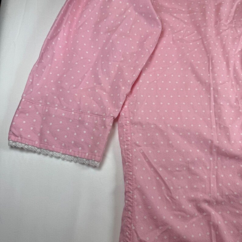 vintage Lauren Ralph Lauren chemise de nuit boutonnée rose à pois pyjama rare image 7