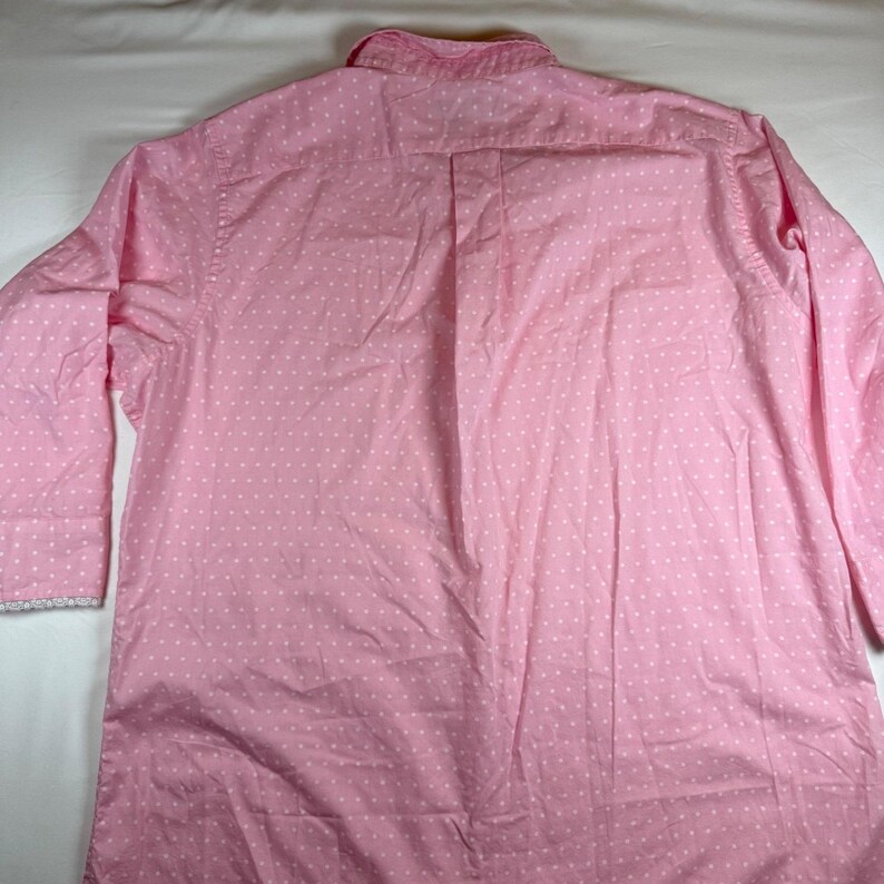 vintage Lauren Ralph Lauren chemise de nuit boutonnée rose à pois pyjama rare image 10