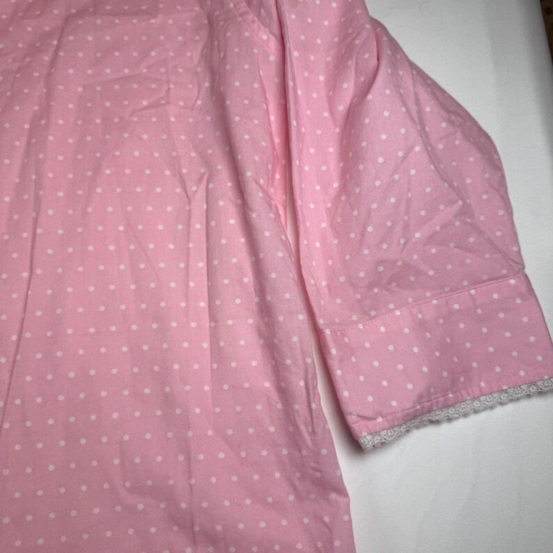 vintage Lauren Ralph Lauren chemise de nuit boutonnée rose à pois pyjama rare image 13