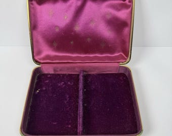 Boîte à bijoux vintage FARRINGTON véritable crème texol des années 1960, doublure en velours rouge
