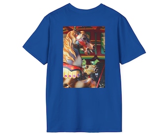 Solaceless Media Vintage Carousel Graphic T-Shirt | Soft & Stylish Tee | Perfect for Festivals, Streetwear, Summer, Theme Park Lovers
