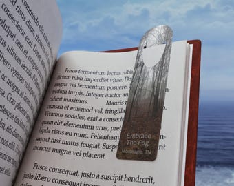 Embrace The Fog Forest Bookmark, Nature Lover Gift, Reading Accessory, Book Lover Supplies, Literary Decor, Foggy Landscape Design