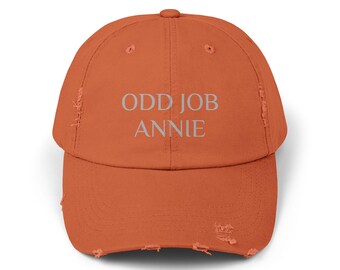 ODD JOB ANNIE Unisex Distressed Cap - Casual Style, Trendy Gift for Her, Everyday Wear, Summer Accessory, Wear it while reading