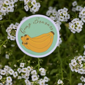 Going Bananas Vinyl Sticker – Hand-Drawn Matte Summer Fruit Decal for Laptops, Water Bottles & Journals