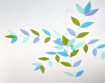 Mini Leaf Mobile for Nursery or Small Spaces in "Cloudbusting" Color