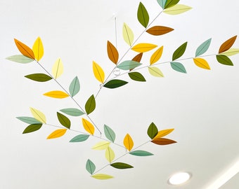 Mini Leaf Mobile for Nursery or Small Spaces in "Birdsong" Color