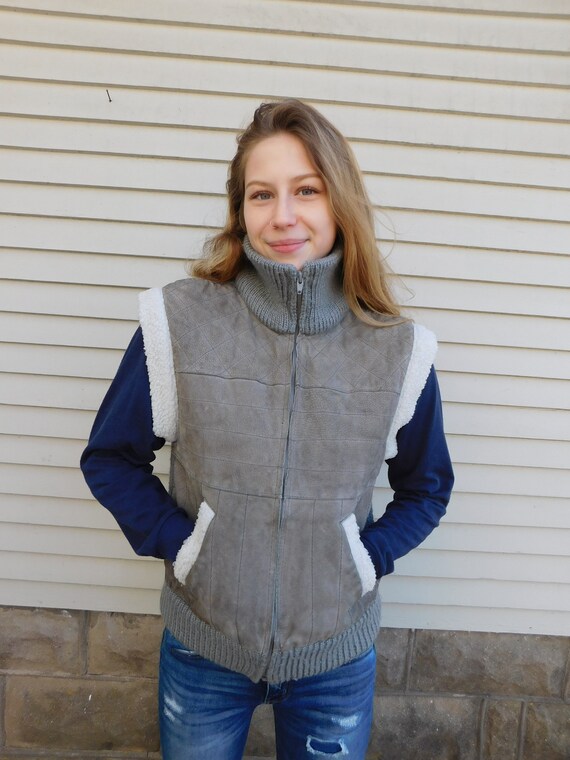 Vintage Suede Sweater Vest, Retro 80's Outerwear