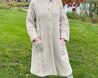 Vintage Handmade Cable Knit Cardigan Duster