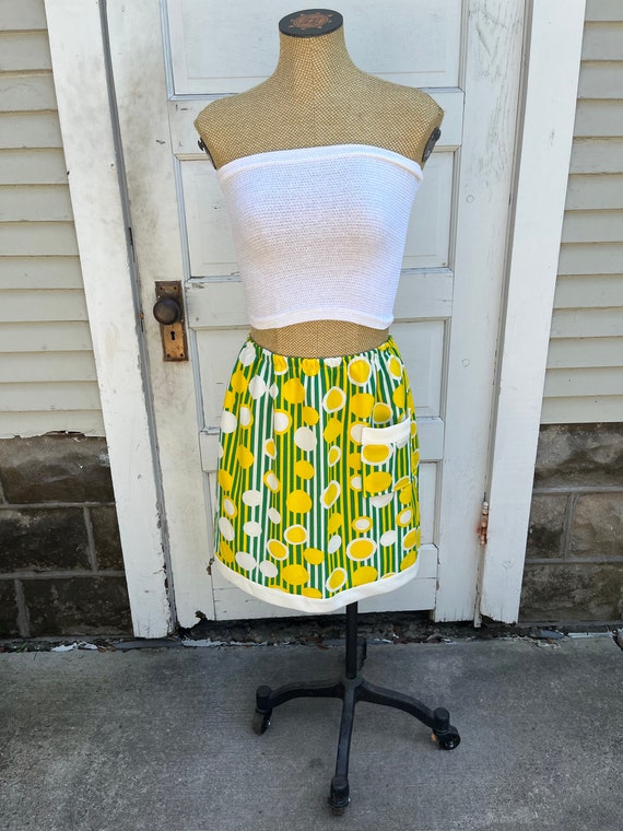 Vintage Mod Skort, Green and Yellow Circles and S… - image 6