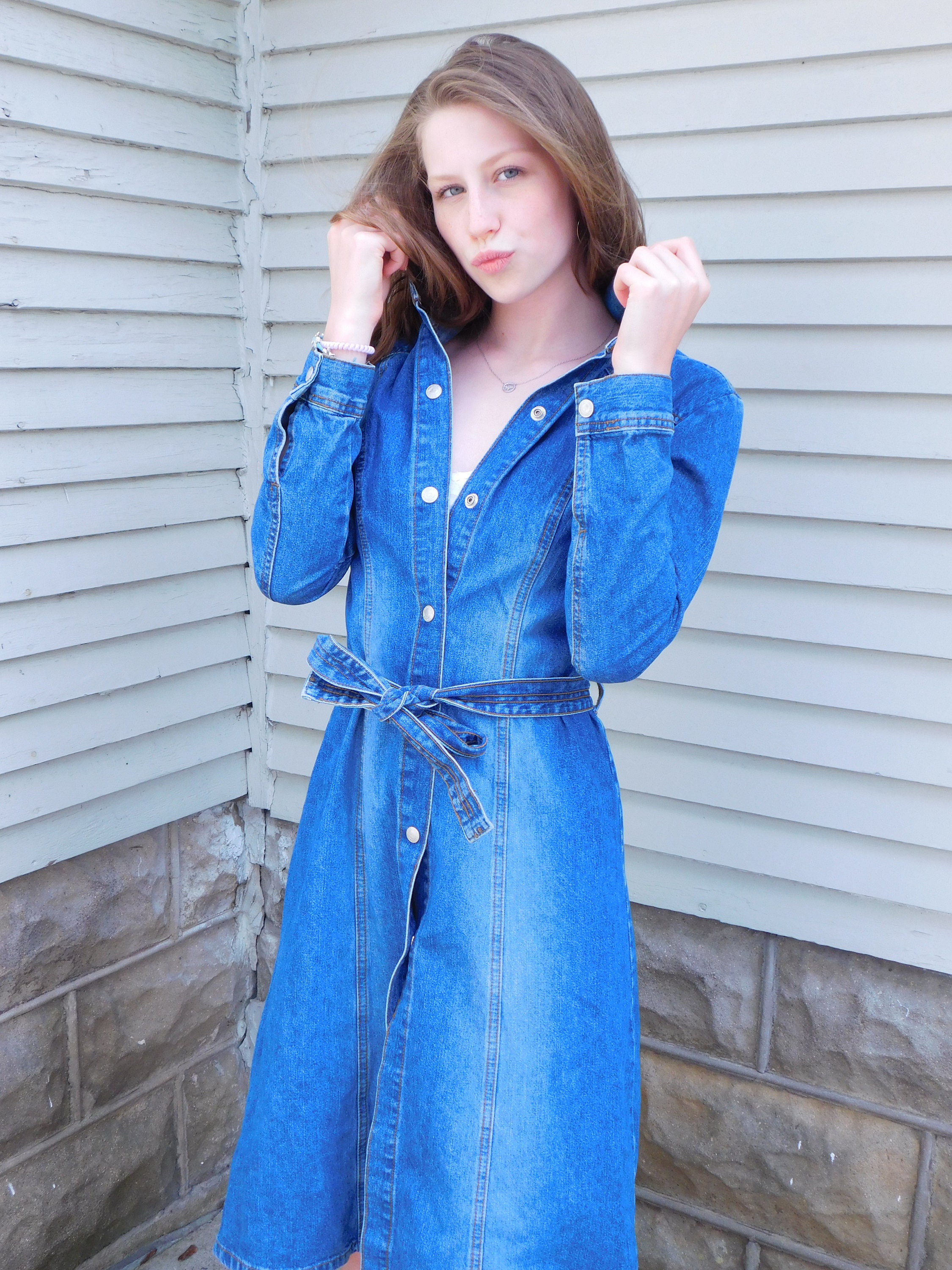 Vintage Denim Dress Size Small or XS 90 