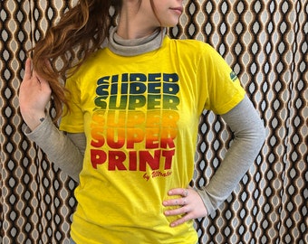 Vintage Single Stitch Bright Yellow Ultratec Super Print T-Shirt