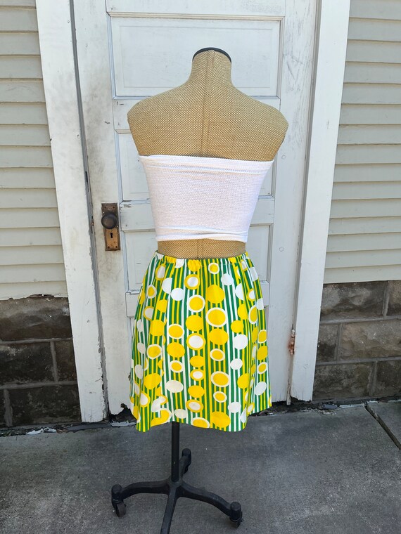 Vintage Mod Skort, Green and Yellow Circles and S… - image 2