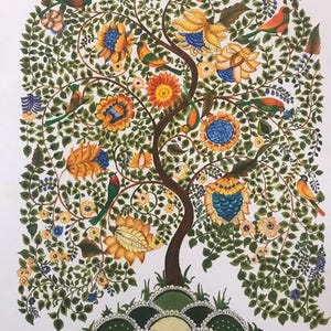 Madhubani Tree of Life Painting | Handmade Indian Folk Art | Mithila Style Wall Decor | Symbol of Growth & Prosperity | Nature Inspired Art