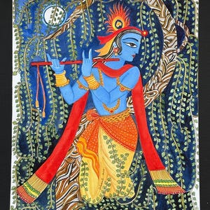 Handmade Madhubani Painting of Krishna | Indian Folk Art