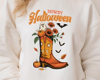 Western Halloween Crewneck Sweatshirt, Cowgirl Halloween Sweatshirt, Multiple Colors