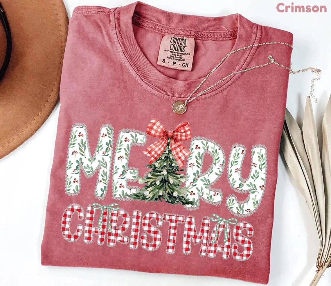 Comfort Colors Merry Christmas Shirt, Retro Women's Holiday Shirt — free download