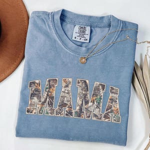 Comfort Colors® Hunting Mama T-Shirt, Camo Mama Shirt, Mother's Day Gift, Camouflage Mama T-Shirt, Varsity Mama Shirt, Retro Mam Shirt image 5