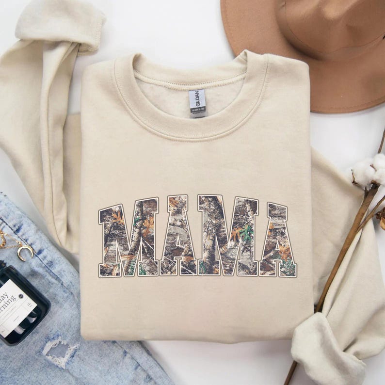 Comfort Colors® Hunting Mama T-Shirt, Camo Mama Shirt, Mother's Day Gift, Camouflage Mama T-Shirt, Varsity Mama Shirt, Retro Mam Shirt image 8