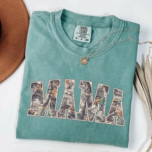 Comfort Colors® Hunting Mama T-Shirt, Camo Mama Shirt, Mother's Day Gift, Camouflage Mama T-Shirt, Varsity Mama Shirt, Retro Mam Shirt image 3
