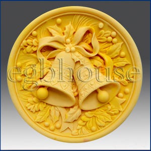 Christmas Bells Soap Mold – 3D Holiday Silicone Mold for Soap, Candle, Clay | Round Christmas Ornament Design | One Cavity | egbhouse