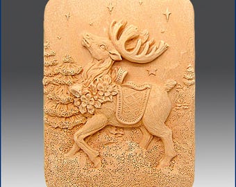 Molde de silicone para sabonete de rena Prancer – Design de veado em relevo para o feriado de Natal | MP CP HP Soap Making