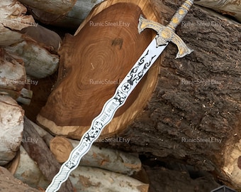 Réplique d'épée Excalibur forgée à la main : épée cosplay en acier à haute teneur en carbone