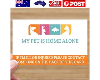 Urgent Care Home Alone Alert Card Pet Dog Cat Bird Emergency Wallet Purse contact Friend Phone Number Business Card clothes jacket collar