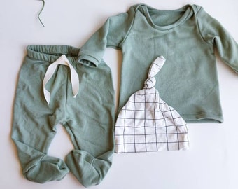 sage green baby clothes
