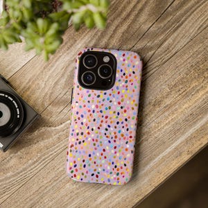 Colorful Polka Dot Phone Case: Impact Resistant, Wireless Charging