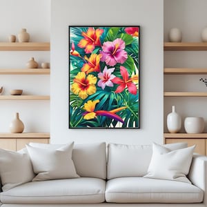 Tropical Floral Print: Vibrant Botanical Wall Art (Digital Download