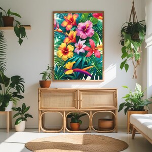 Tropical Floral Print: Vibrant Botanical Wall Art (Digital Download