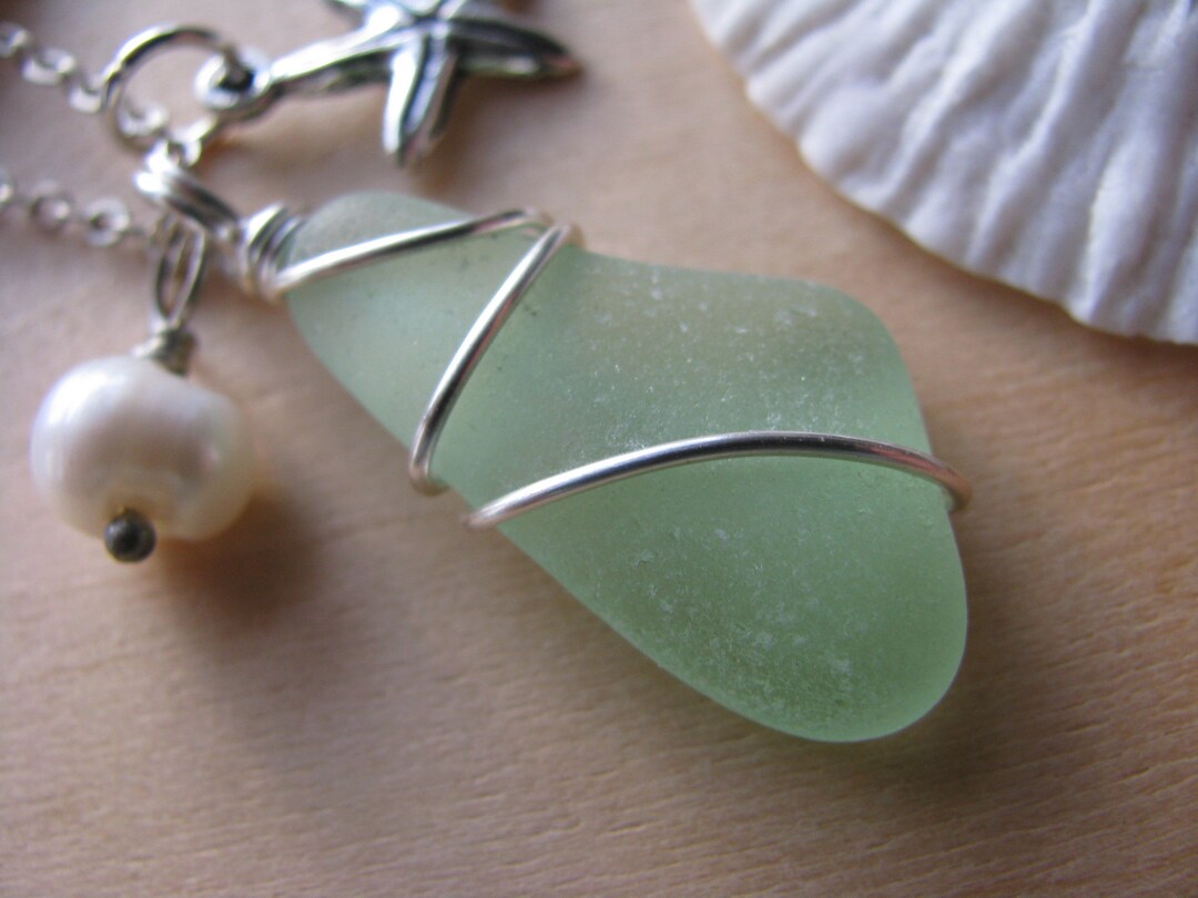 Sage Green Sea Glass Necklace Made With Natural Real Sea Glass - Etsy