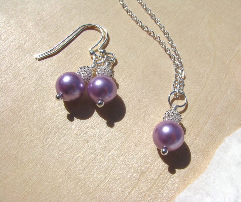 Purple Jewelry Wedding Jewelry Bridesmaid Sets Lilac Necklace Etsy